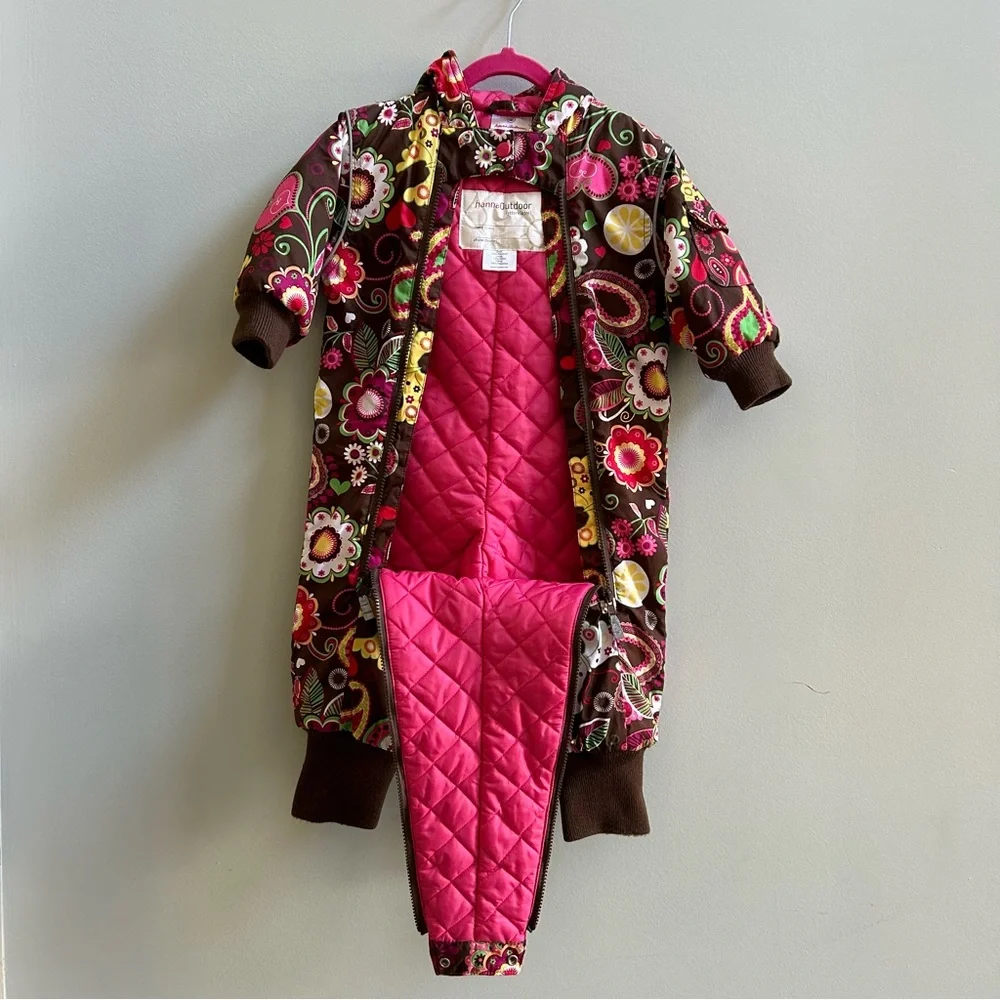 Hanna Andersson Brown Floral Paisley Hooded Baby Jacket